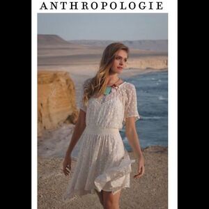 LEIFNOTES Net Dot & Gleam Sequin mesh asymmetrical short sleeve Dress size 4